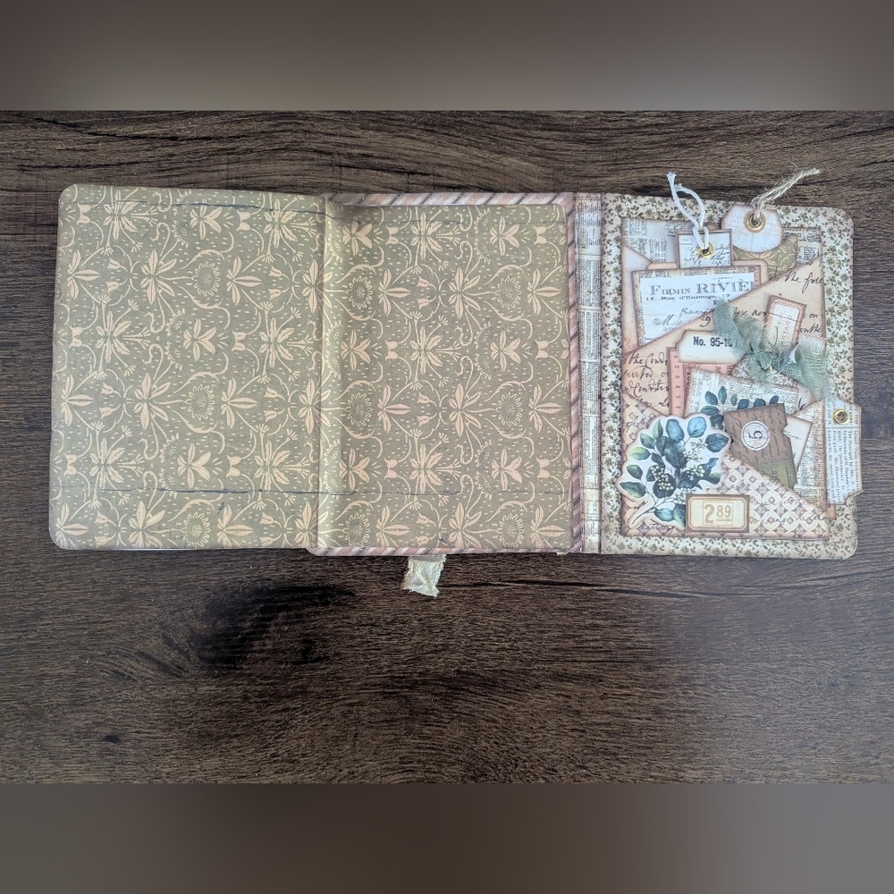 🌻Floral Rustic Junk Journal- Handmade- Recycled Materials- Birds/ Nature- Cream - Picture 10 of 11